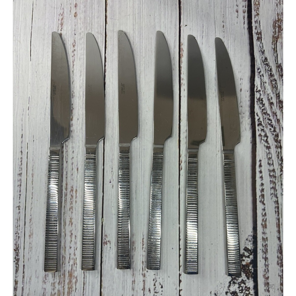 Towle Griffin 18/0 Stainless Steel Dinner Knives Living Collection Lot of 6